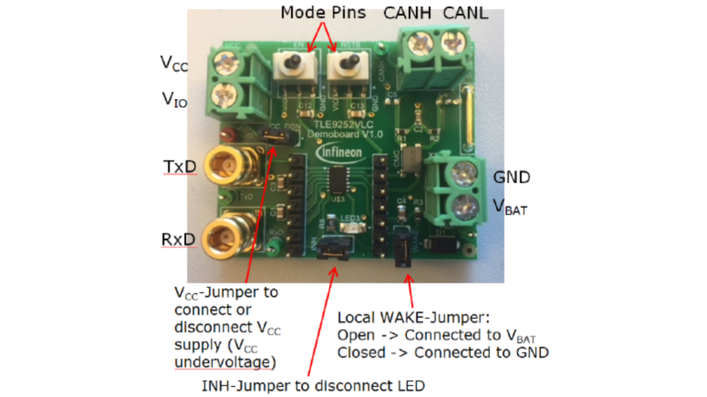 Infineon TLE9252V CAN Demoboard Demoboard Demonstration Board for HS CAN Transceiver DEMOBOARDTLE9252VSKTOBO1