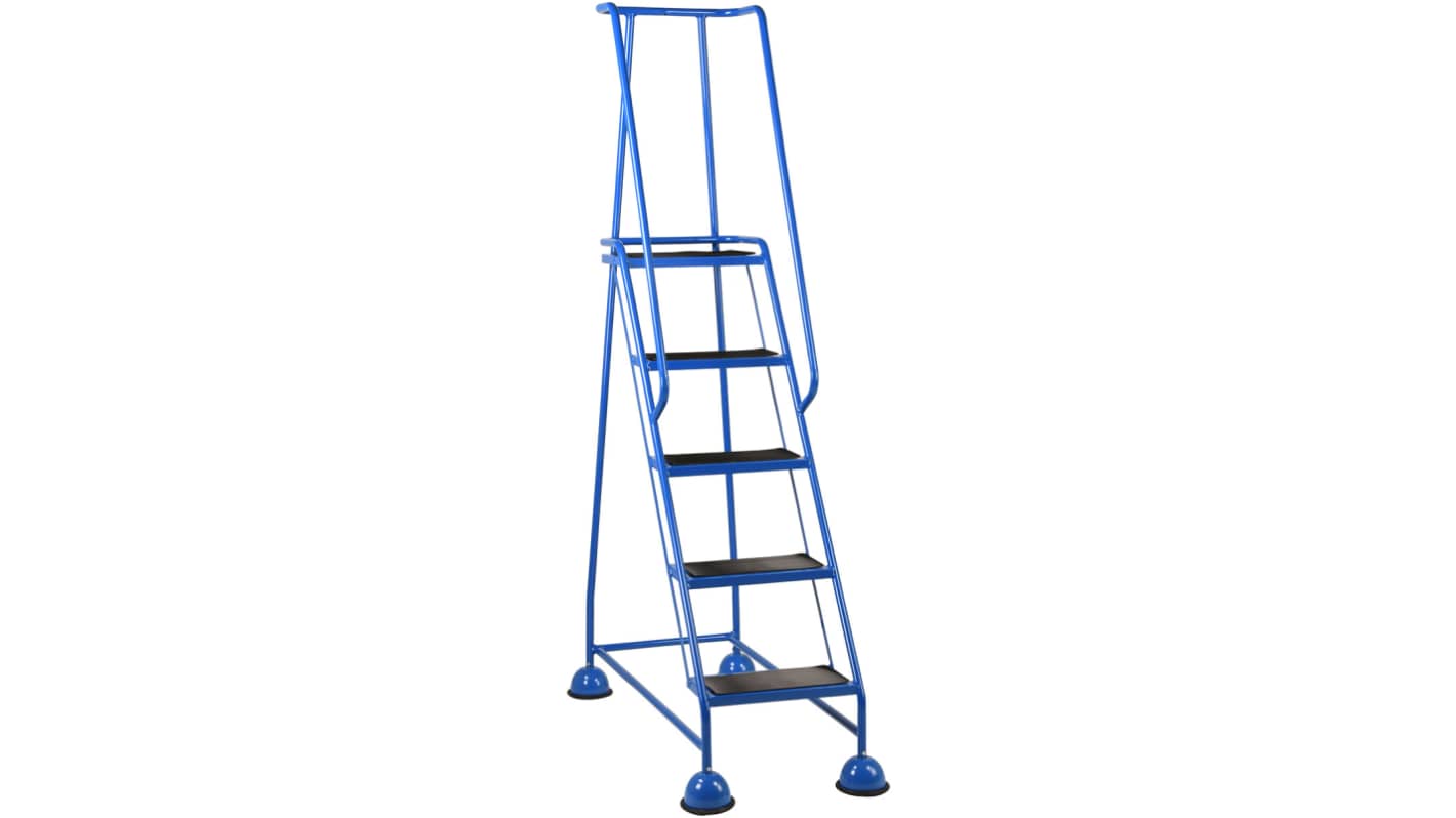 RS PRO Steel 5 steps Step Ladder, 1.27m platform height, 3.02m open length
