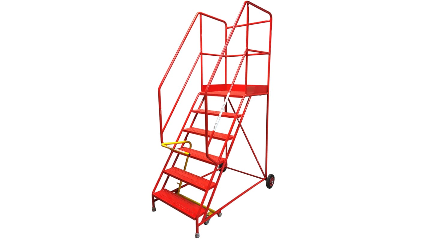 RS PRO Steel 6 steps Step Ladder, 1.35m platform height, 3.1m open length