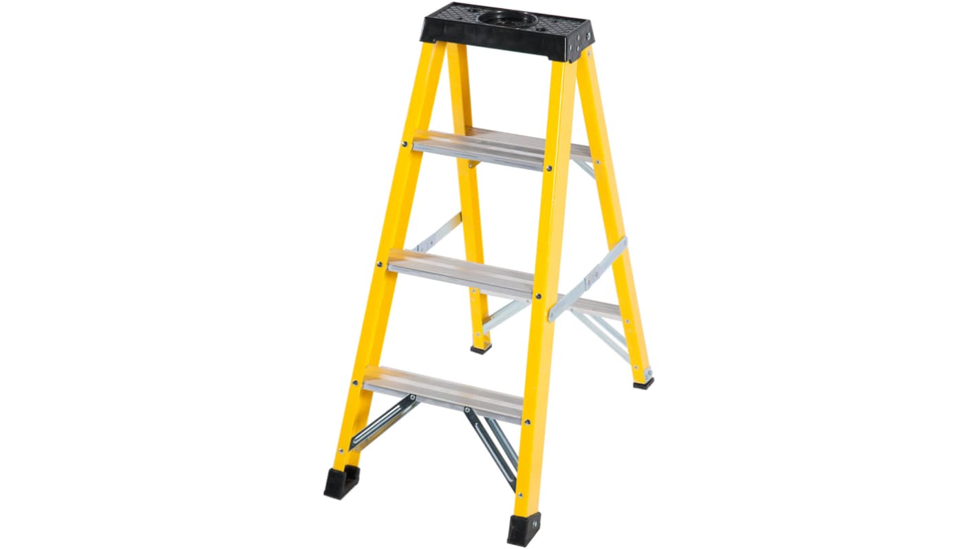 RS PRO Aluminium, Fiberglass 4 steps Step Ladder, 2.27m open length