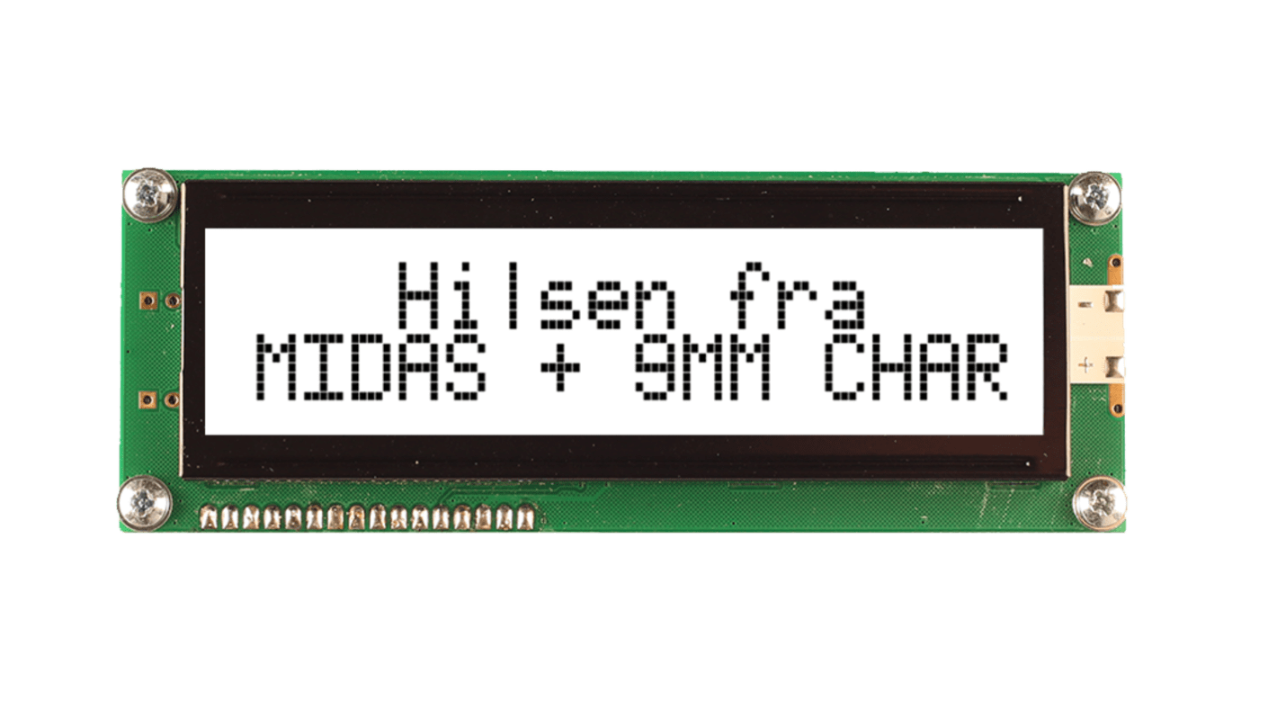 Midas MC21609AB6WM-FPTLW-V2 Alphanumeric LCD Display White, 2 Rows by 16 Characters, Transflective