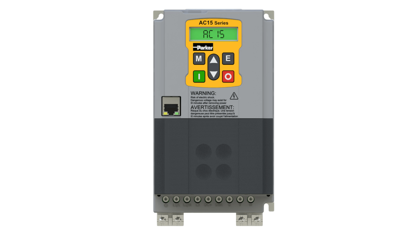 Parker Variable Speed Drive, 2.2 kW, 1 Phase, 220 → 240 V ac, 10 A, AC15 Series