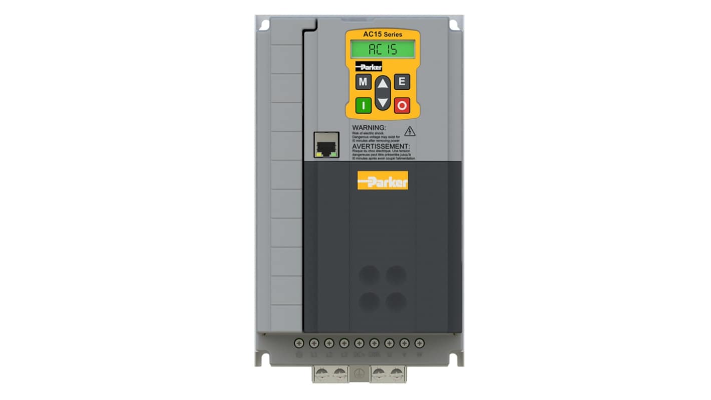 Parker Variable Speed Drive, 7.5 kW, 3 Phase, 480 V ac, 17 A, AC15 Series