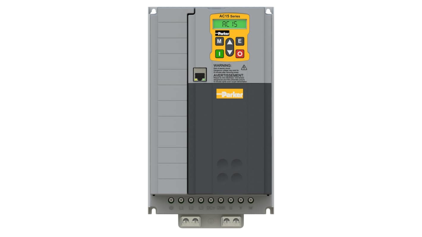 Parker Variable Speed Drive, 15 kW, 3 Phase, 480 V ac, 32 A, AC15 Series