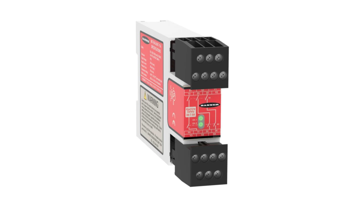 Banner IM-T Series Electromechanical Interface Relay, DIN Rail Mount, 24V dc Coil, 3-Pole, 6A Load