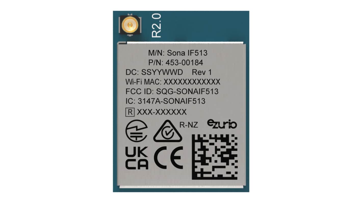 Moduł WiFi 453-00184C, WPA, WPA2, WPA3, PCM, SDIO, UART, 2.2V, Ezurio