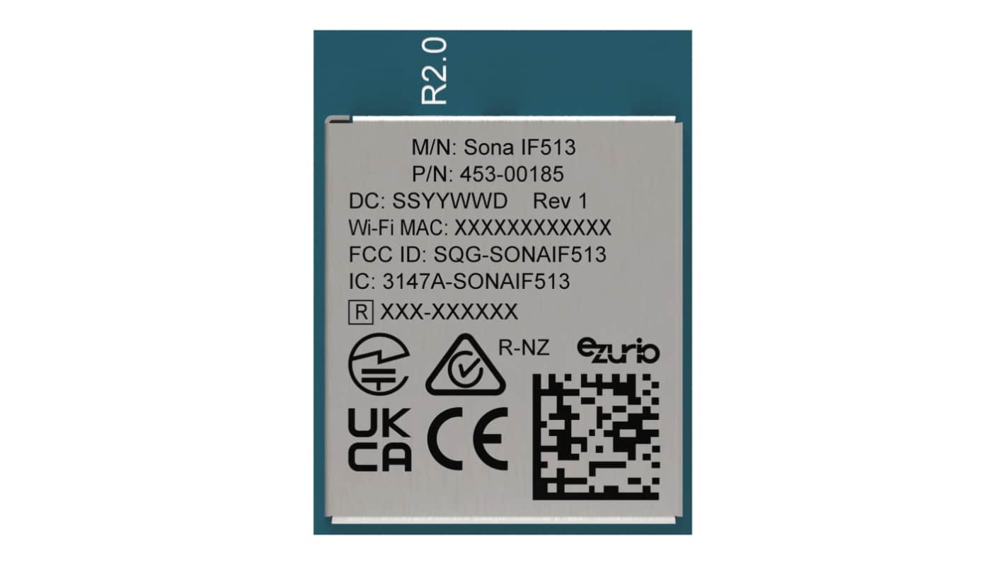 Moduł WiFi 453-00185C, WPA, WPA2, WPA3, PCM, SDIO, UART, 2.2V, Ezurio