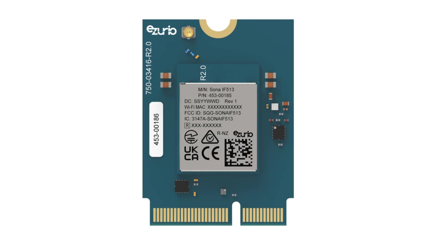 Moduł WiFi 453-00186, WPA, WPA2, WPA3, PCM, SDIO, UART, 2.2V, Ezurio