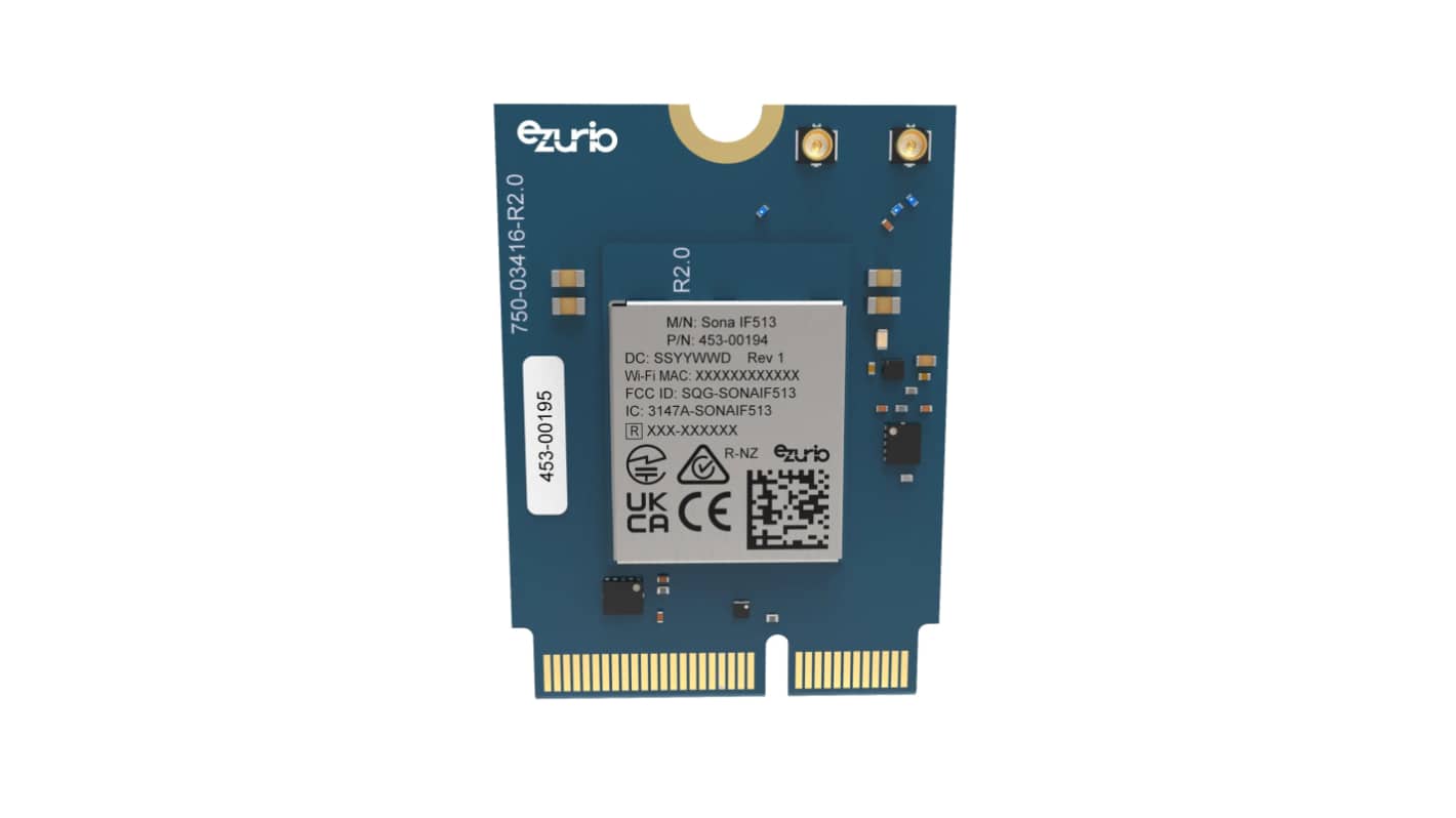 Moduł WiFi 453-00195, WPA, WPA2, WPA3, PCM, SDIO, UART, 2.2V, Ezurio