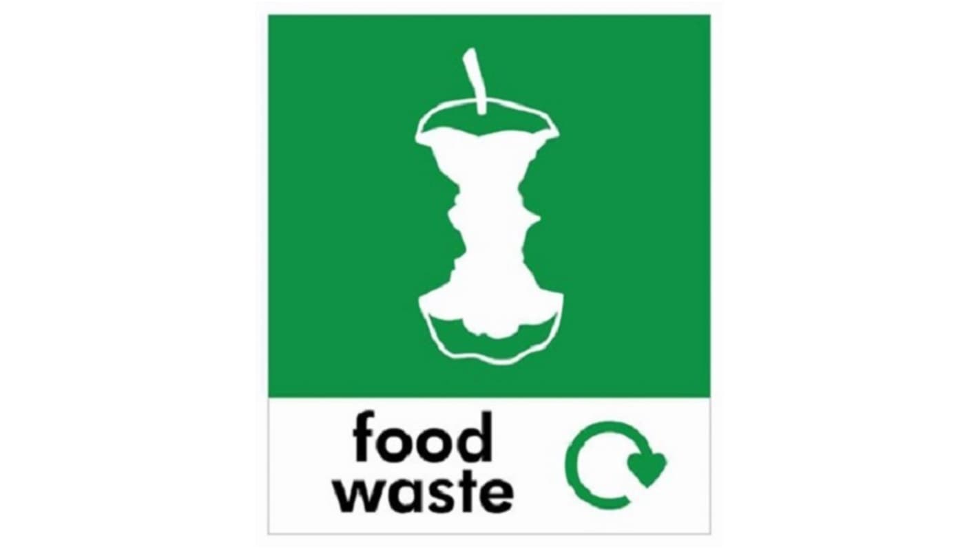 RS PRO Vinyl Adhesive Green, White Safe Conditions Sign, Food Waste, English
