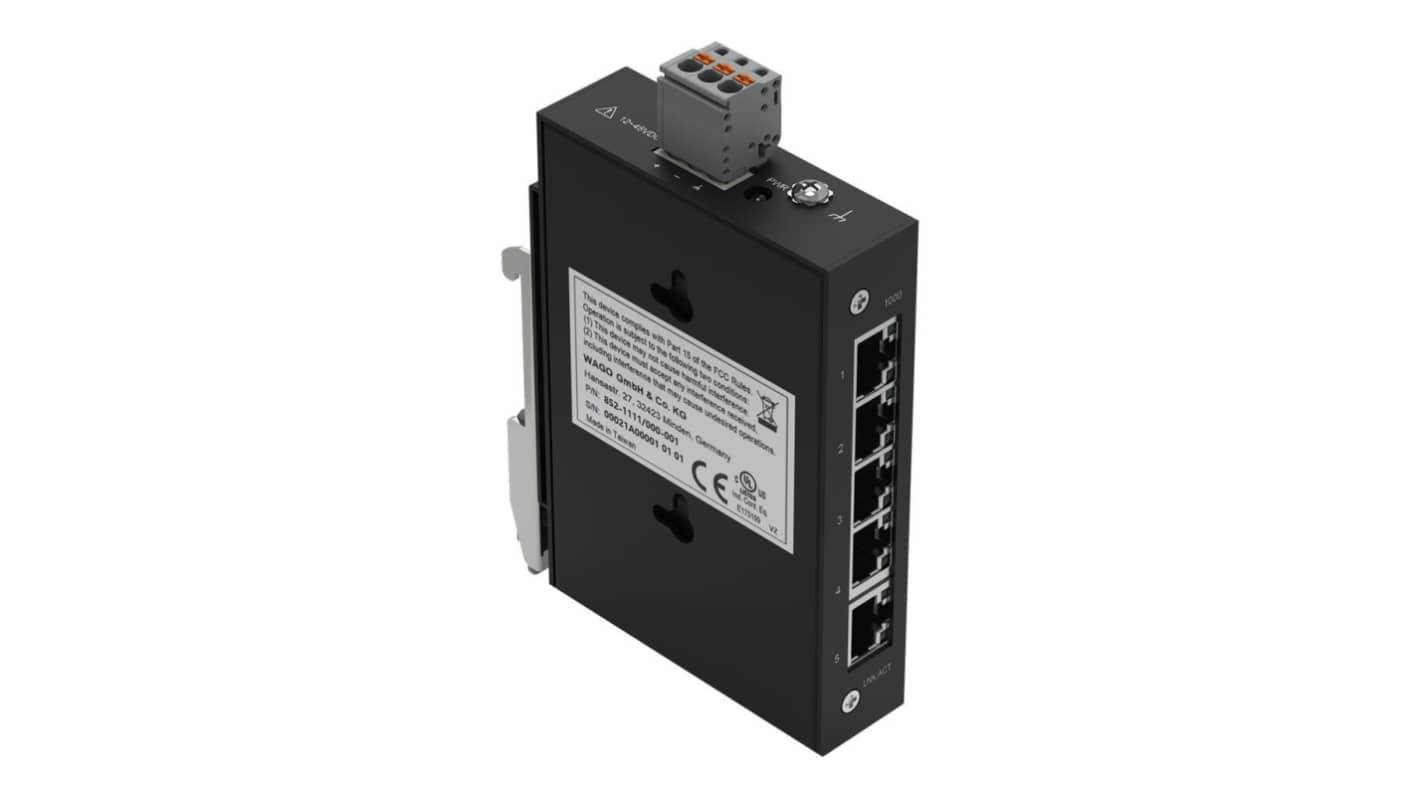 WAGO 852, Unmanaged 5 Port Network Switch, RJ-45