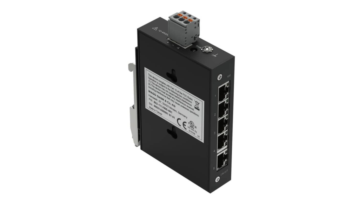 WAGO 852, Unmanaged 5 Port Network Switch, RJ-45