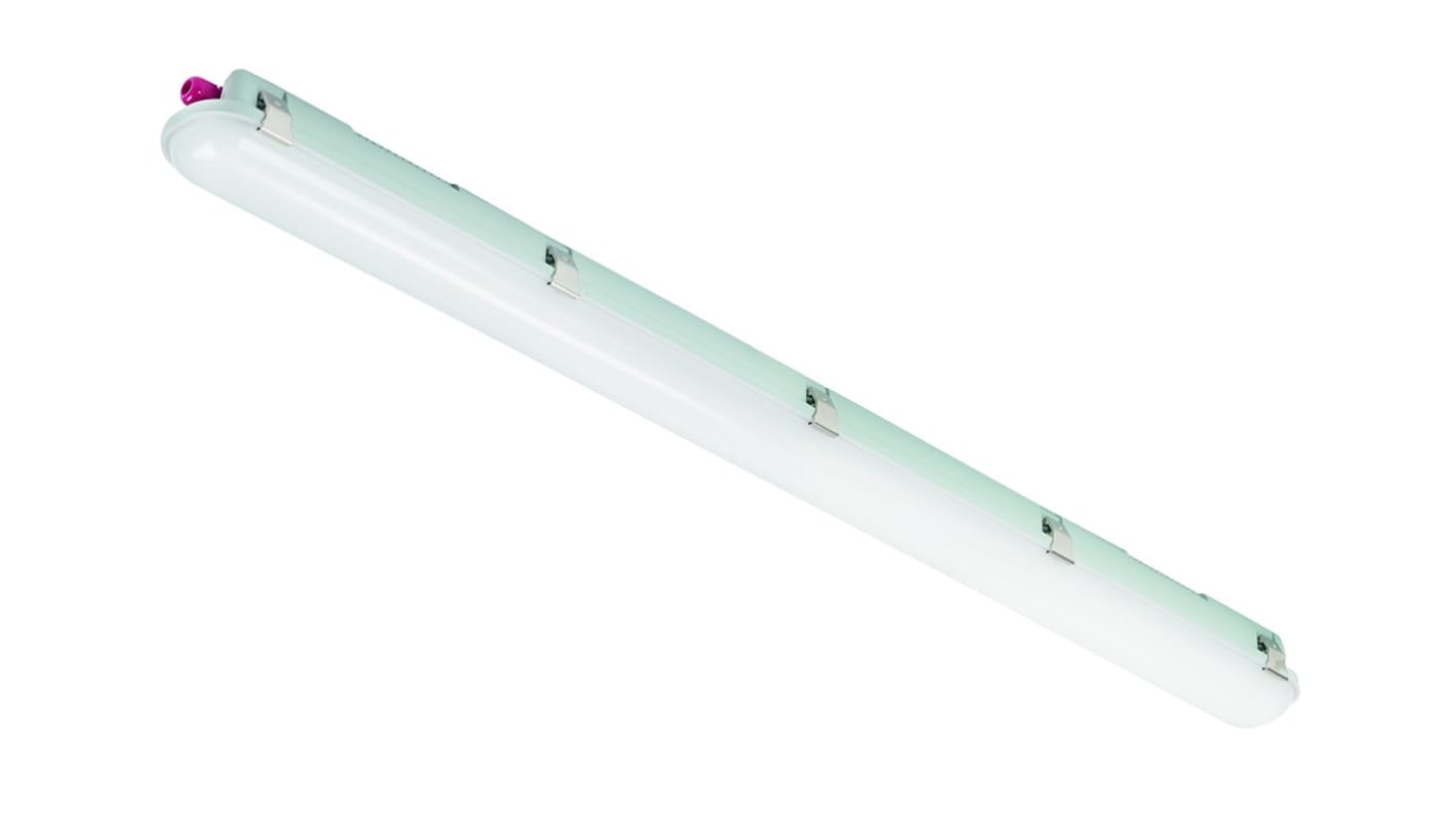 RS PRO 30 → 55W LED Batten Light, 100 → 240V ac LED Batten, 1 Lamp, Anti-corrosive, 1200mm Long, IP65