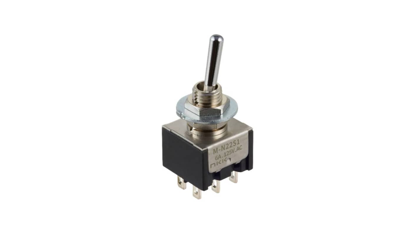 NKK Switches トグルスイッチ, On-(On), DPST, 0.4VA, パネルマウント