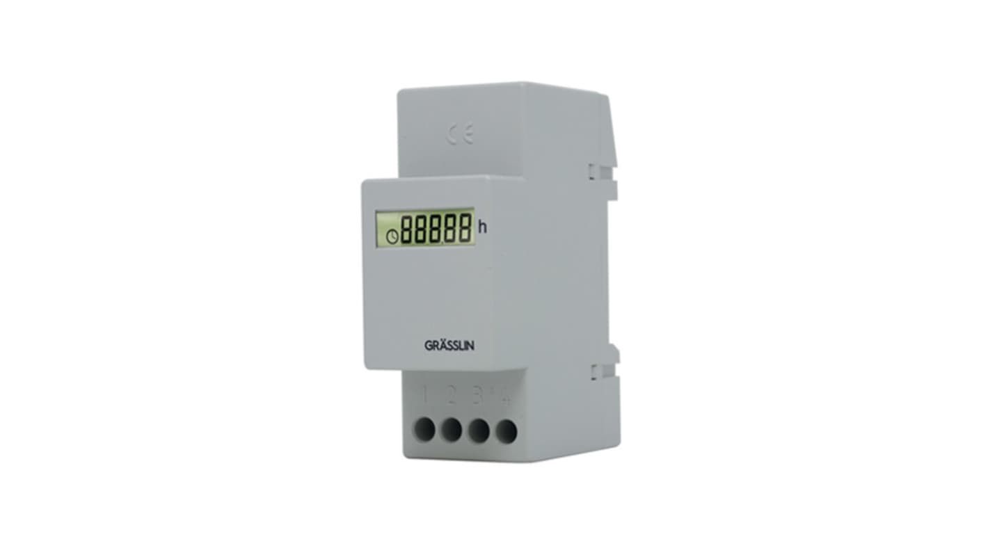 Contatore Grasslin, Ore, 50 → 60Hz, display LCD 7 cifre, 24 → 240 V ca