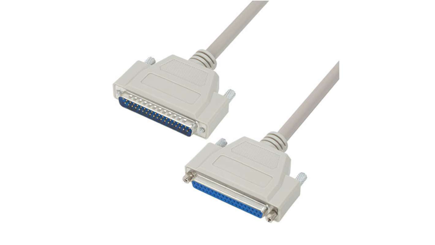 L-Com Male D-Sub to Female 37 Pin D-sub Cable assembly, 2.5ft PVC