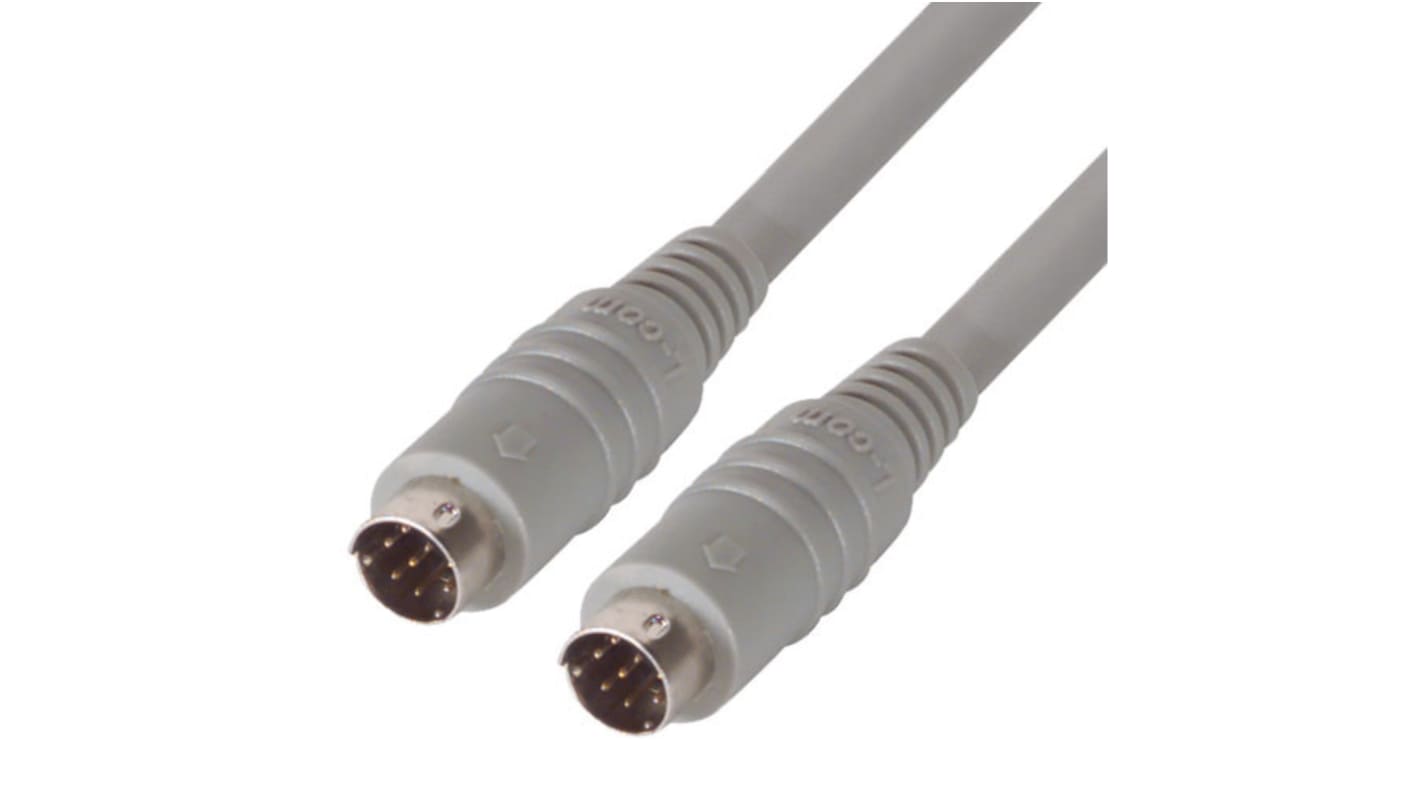 L-Com Male 8 Pin DIN to Male 8 Pin DIN Grey DIN Cable 6ft