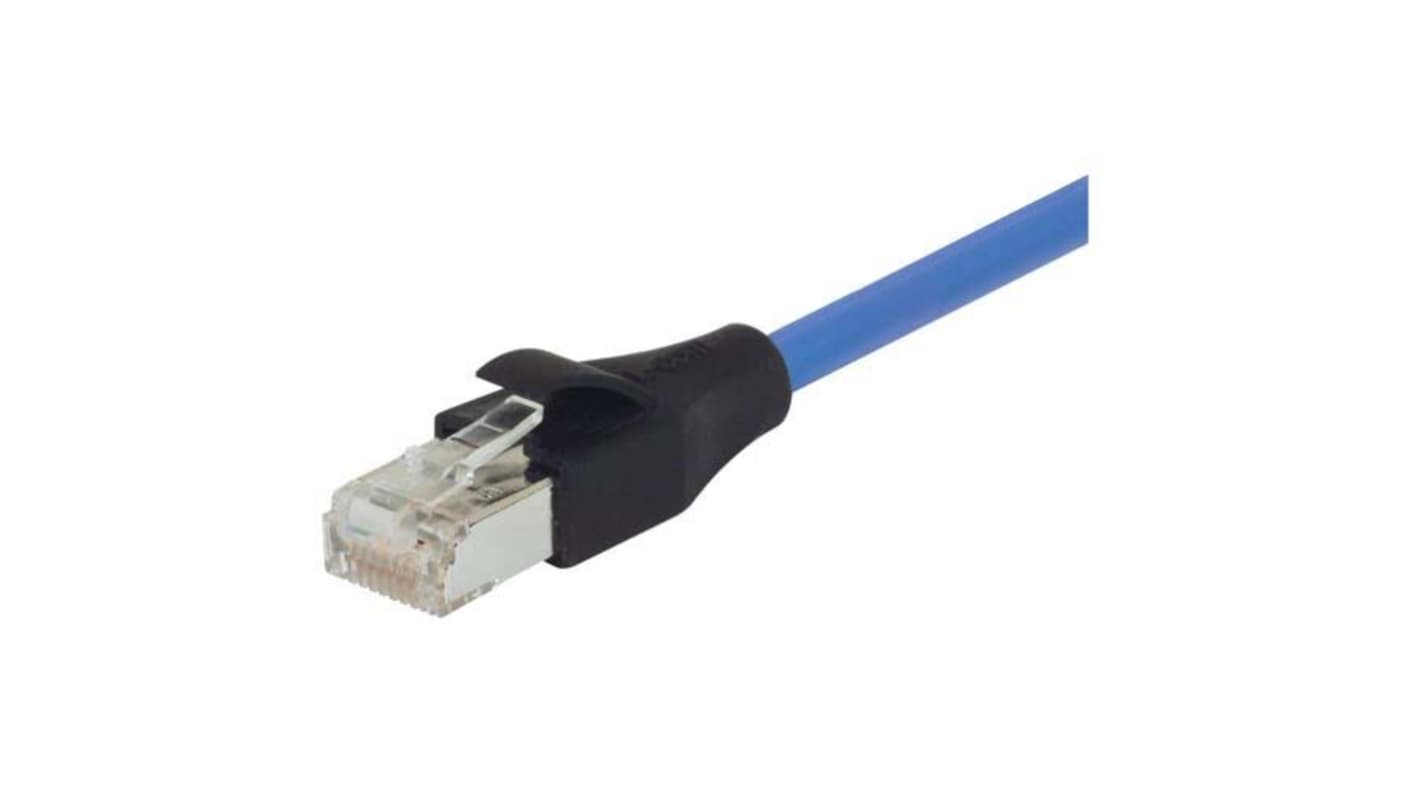 L-ComTRD, 25ft Cat5e, Blue RJ45 to Male RJ45 Male, Aluminium/Polyester Foil Shielded, Terminated PVC Sheath