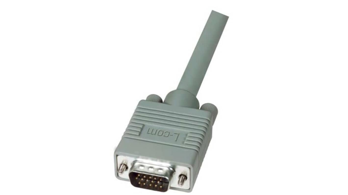 L-Com Male 15 Pin D-sub to Male 15 Pin D-sub SVGA Cable, 5ft Grey