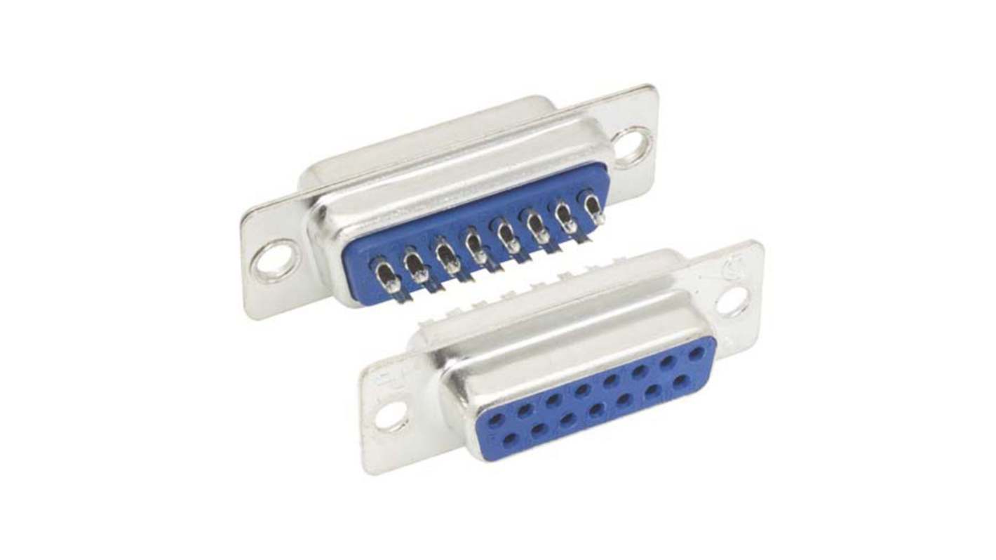 L-Com SD15 15 Way Screw D-sub Connector Socket, 2.77mm Pitch, with Jack Screw