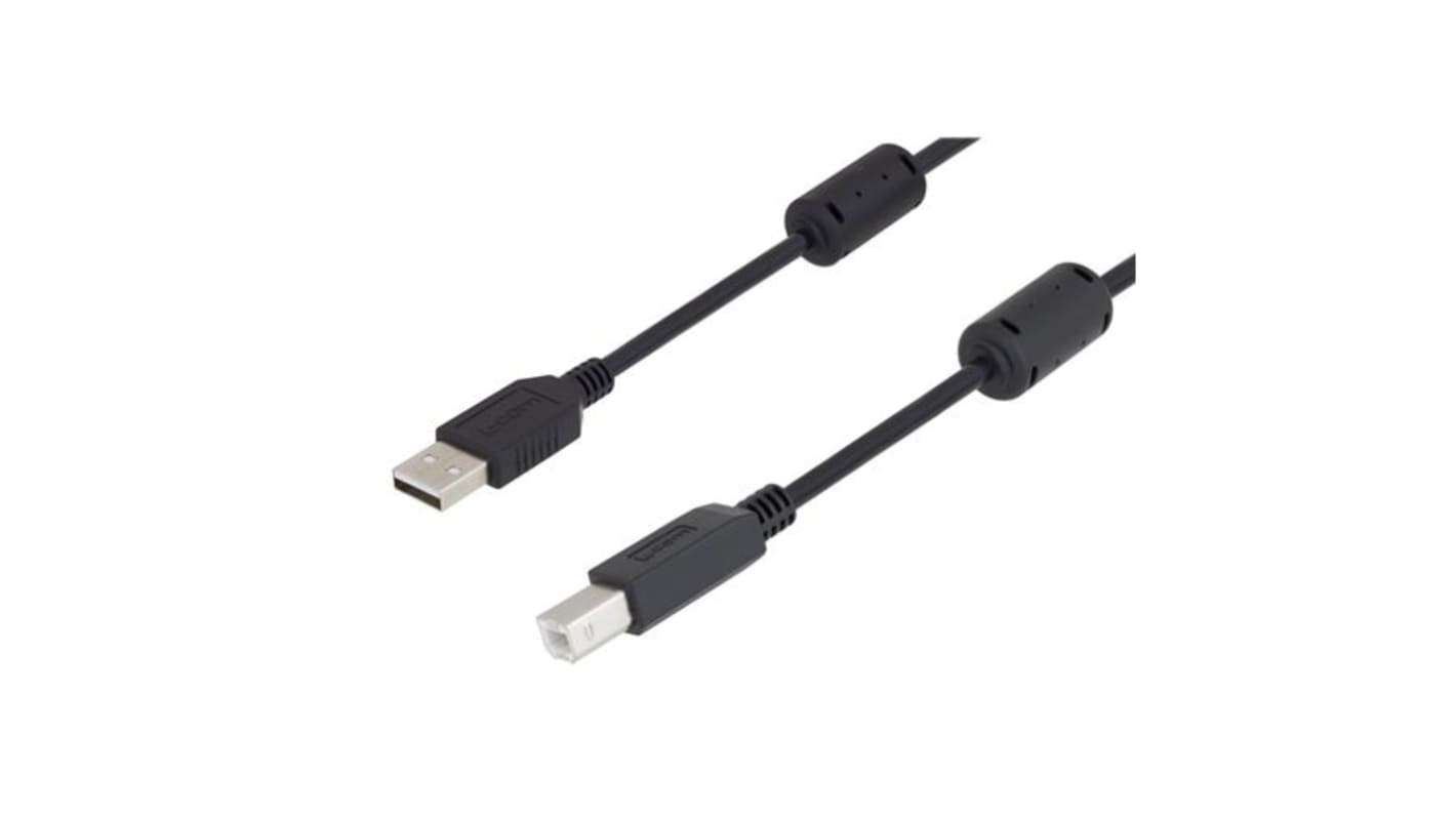 L-Com USB 2.0, Male USB A to Male USB B, 1m