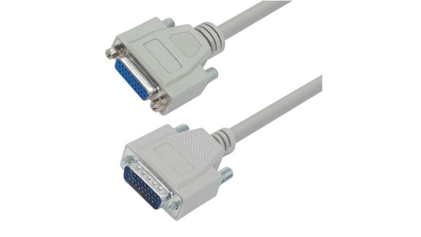 L-Com Male D-Sub to Female 15 Pin D-sub Cable assembly, 1ft PVC