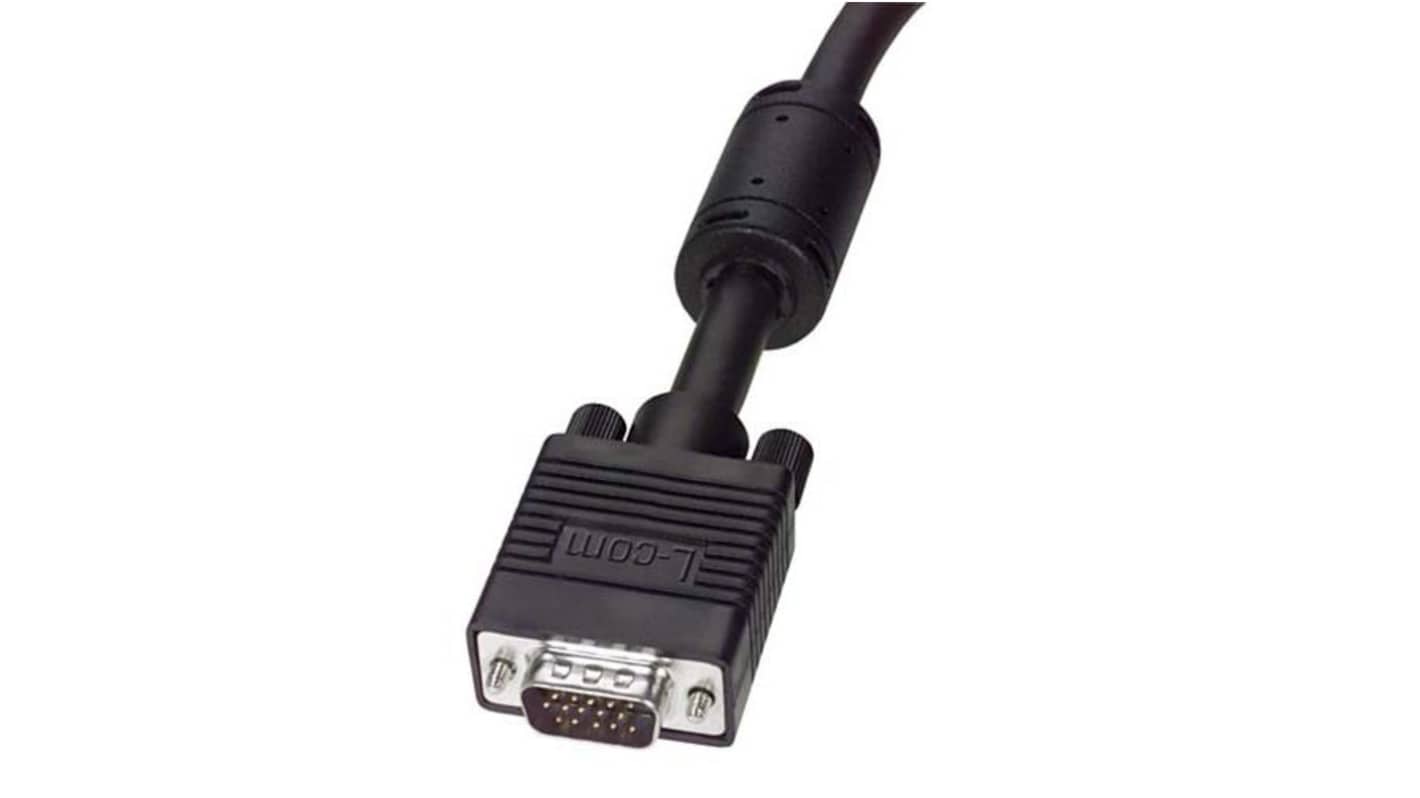 L-Com Male 15 Pin D-sub to Male 15 Pin D-sub SVGA Cable, 10ft Black