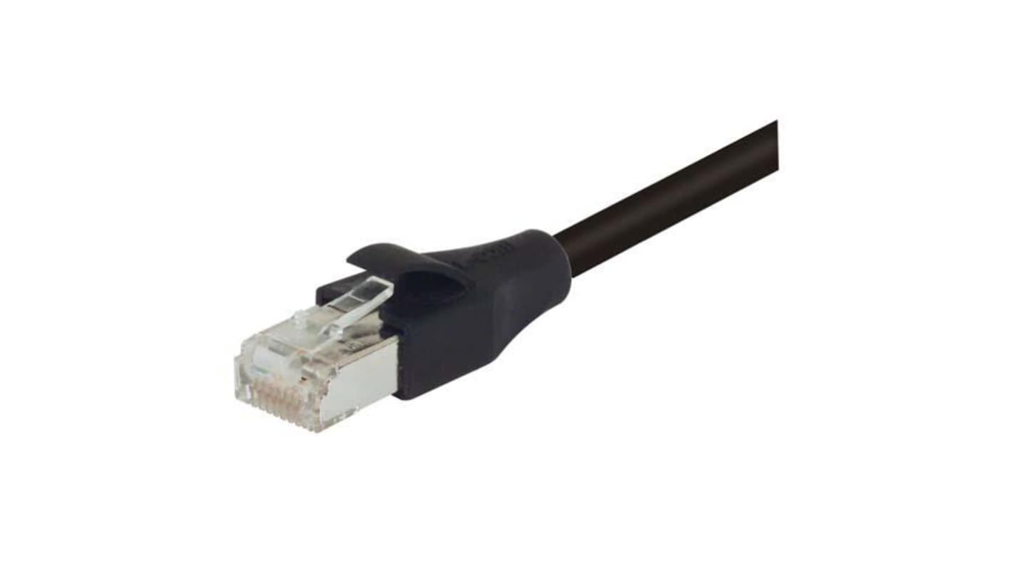 L-ComTRD, 7ft Cat5e, Black RJ45 to Male RJ45 Male, Aluminium/Polyester Foil Shielded, Terminated LSZH Sheath