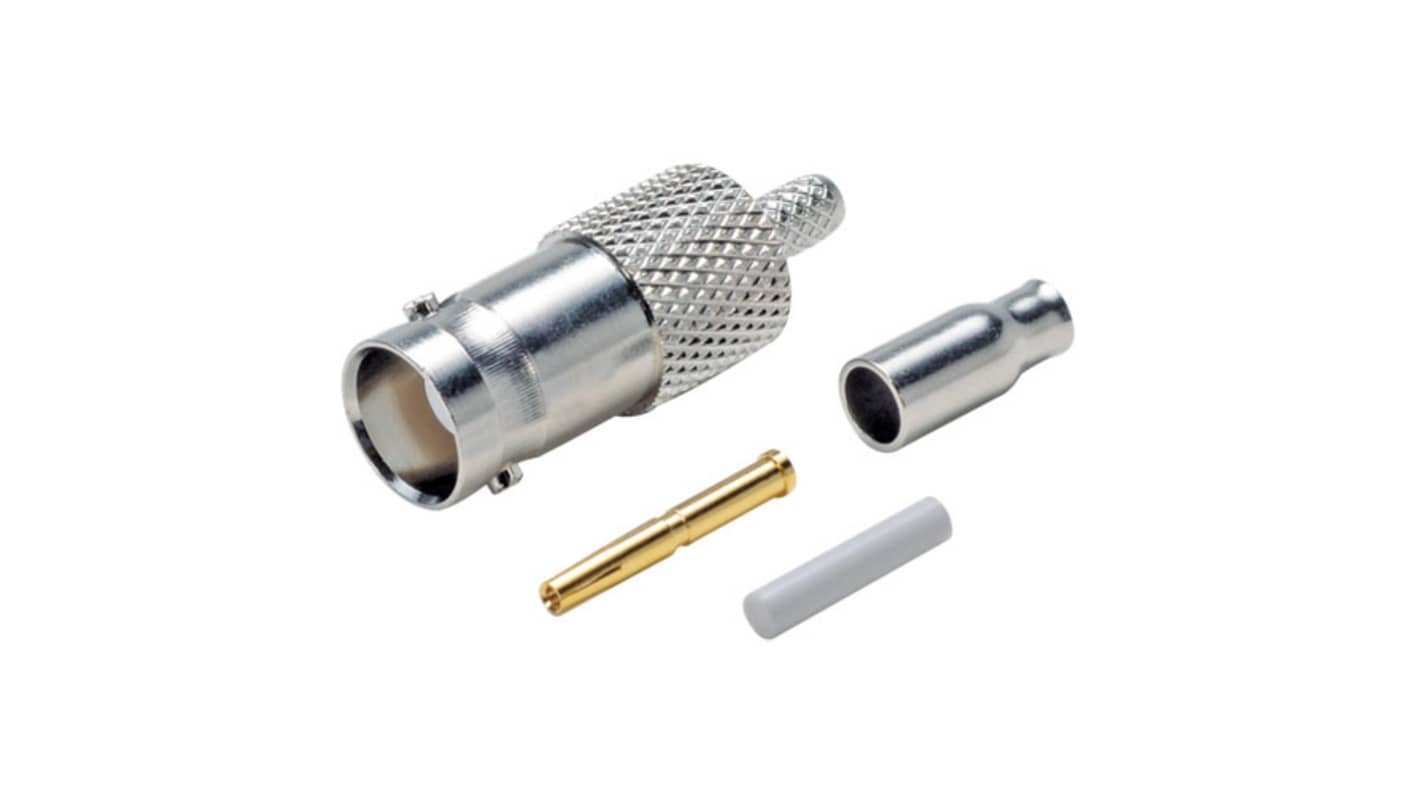 L-Com BAC Series Plug BNC Connector, Crimp Termination, Straight Body