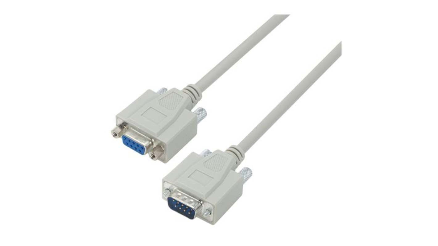 L-Com Male 9 Pin D-sub to Female 9 Pin D-sub Cable assembly, 2.5ft PVC