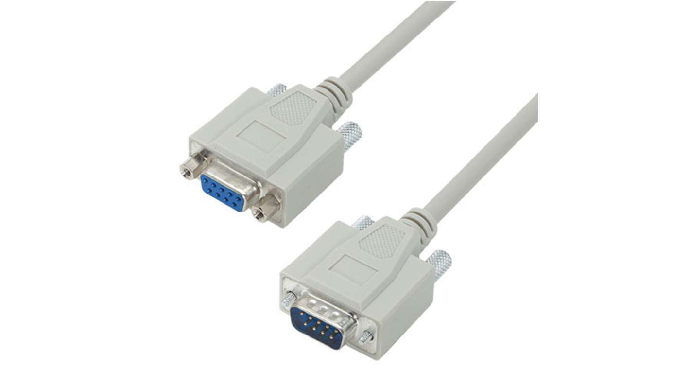 L-Com Male DB9 to Female DB9 Cable assembly, 10ft PVC