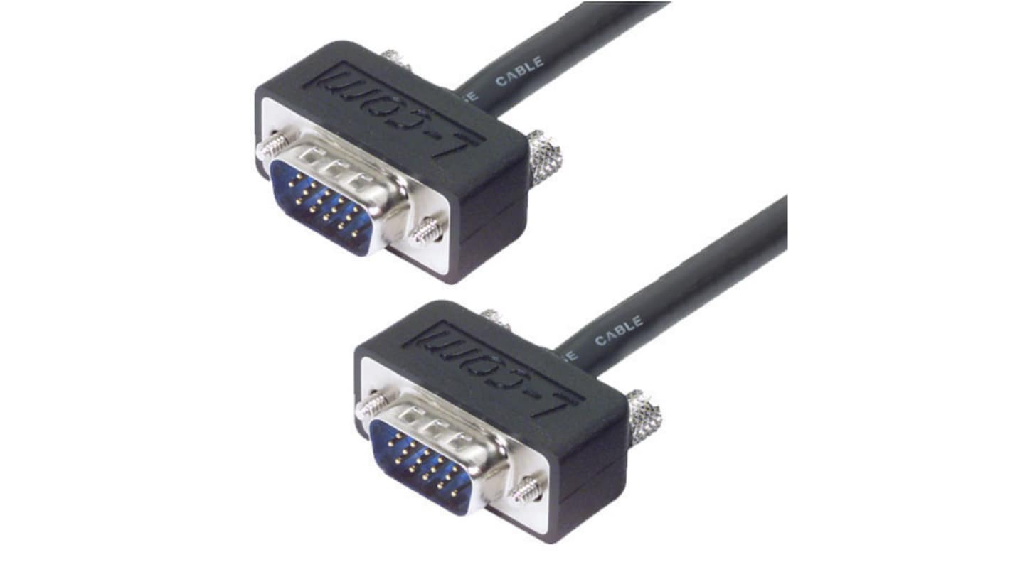 L-Com Male 15 Pin D-sub to Male 15 Pin D-sub SVGA Cable, 10ft Black