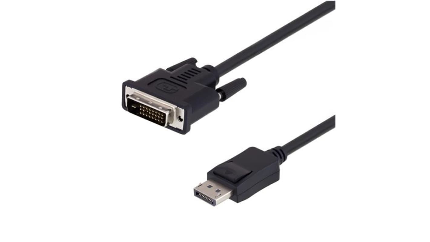 L-Com, Male DVI to Male DisplayPort  Cable, 3ftBlack sheathAluminium Foil, Braid shielding