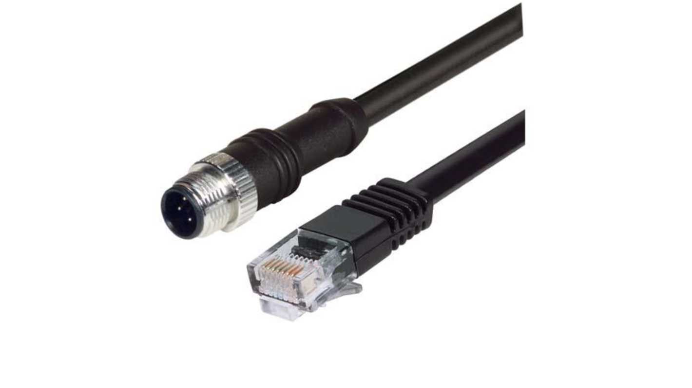 L-Com Straight Male 4 way M12 to Straight Male RJ45 Cable, 1m