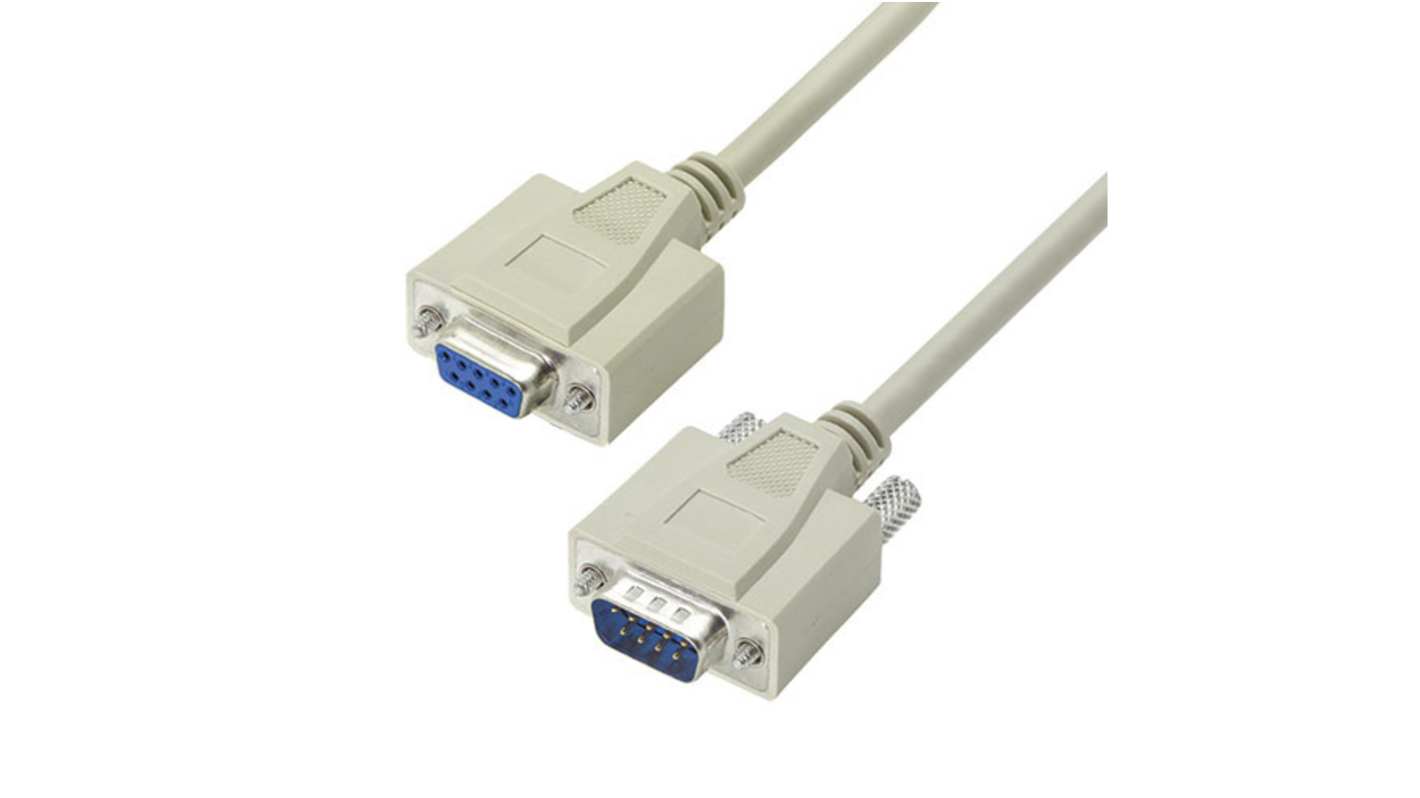 L-Com Male 9 Pin D-sub to Female 9 Pin D-sub Cable assembly, 25ft PVC