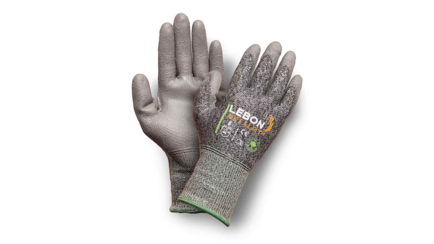 Lebon Protection METALFIT Grey Polyamide, Polyethylene Filament, Stainless Steel Filaments Cut Resistant Work Gloves,