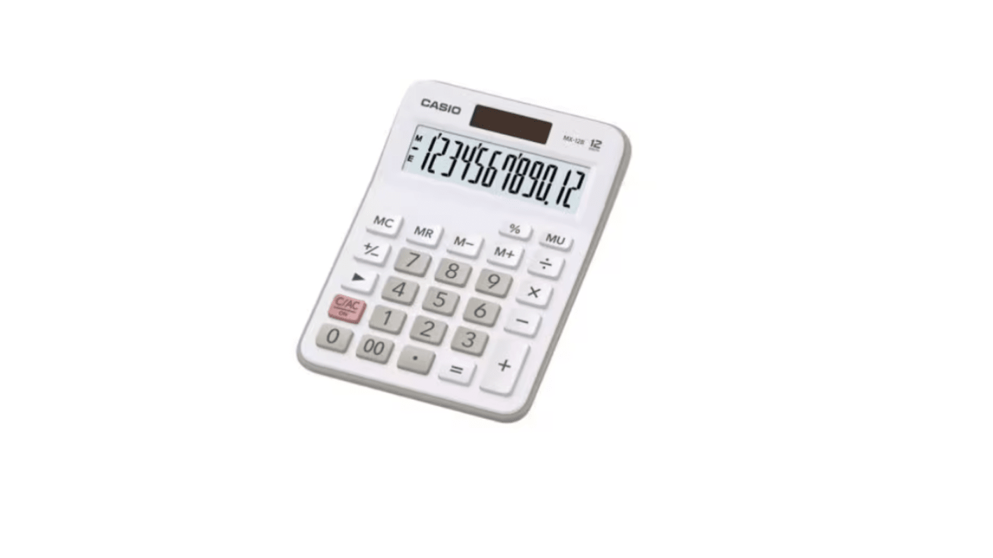 Calculadora Casio MX-12B-WE-W-EC, Batería, Solar