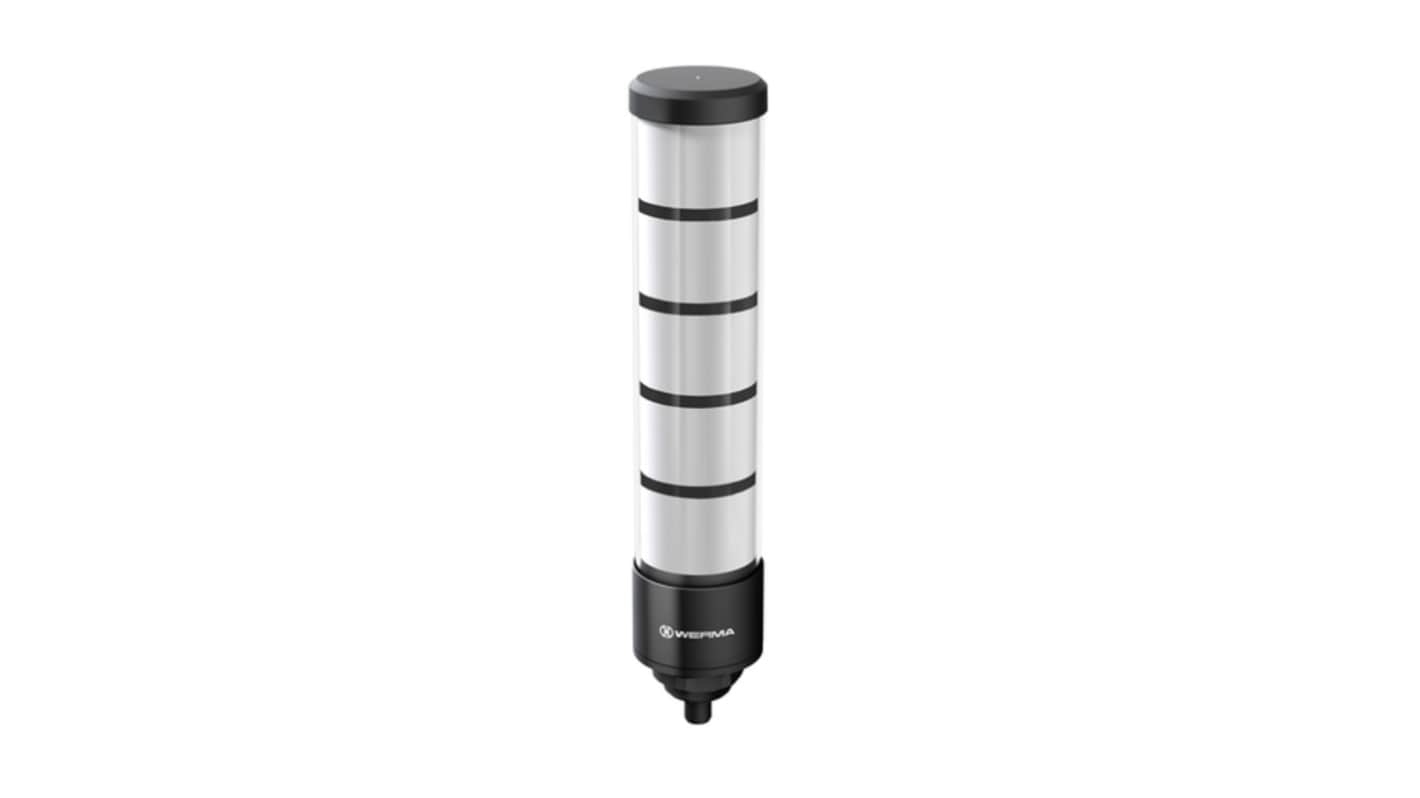 Torretta di segnalazione Werma, 24 V, LED, 5 elementi, lenti , lenti Blu, verde, rosso, bianco, giallo, con Cicalino