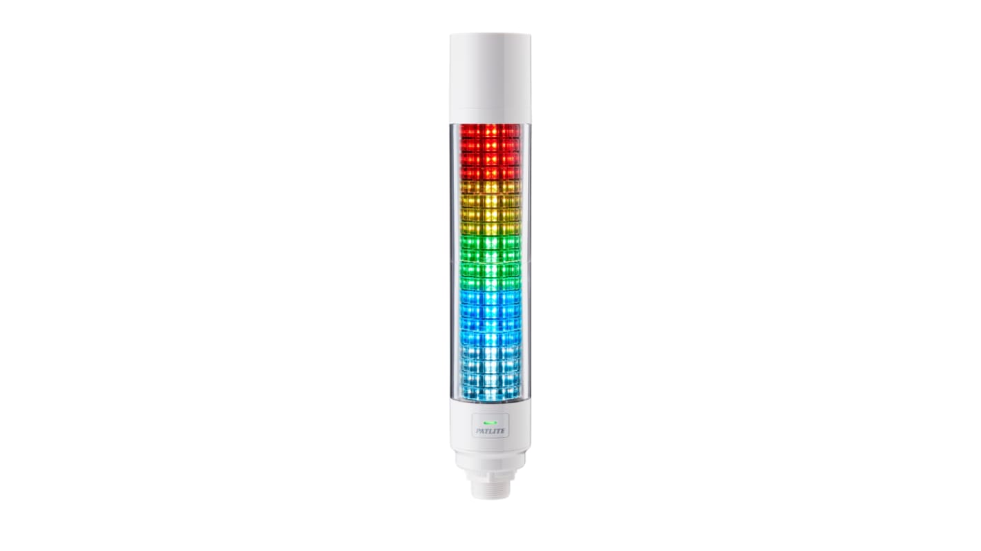 Patlite LB6-IL Series Amber, Blue, Cyan, Green, Purple, Red, White Buzzer IO-Link Signal Tower, 21 Lights, 24 V, Upright