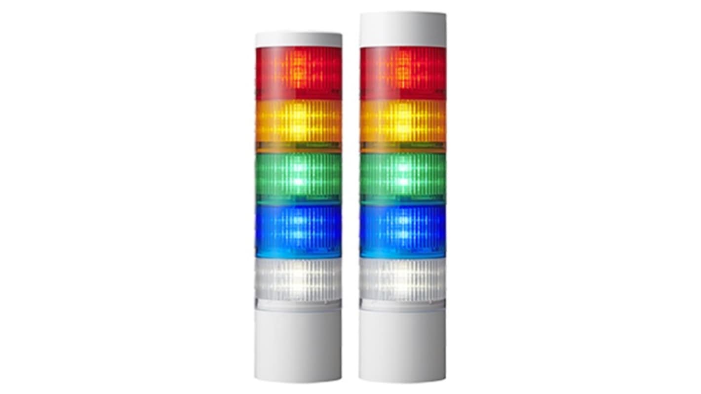 Torretta di segnalazione Patlite, 100-240 V, LED, 3 elementi, lenti , lenti Ambra, Verde, Rosso, con Nessuno