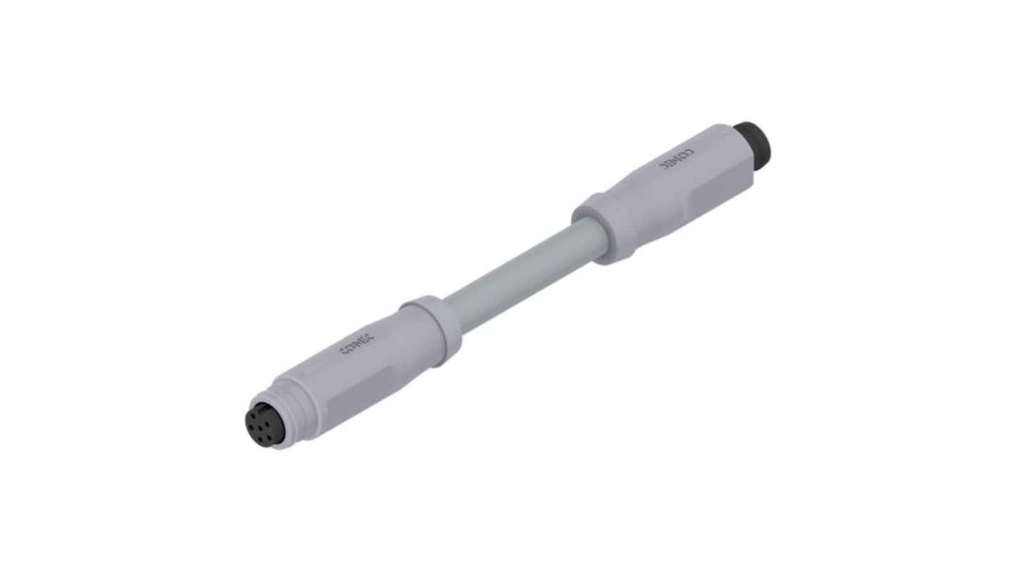CONEC Straight Female 6 way M8 to Straight Male 6 way M8 Actuator/Sensor Cable, 3m