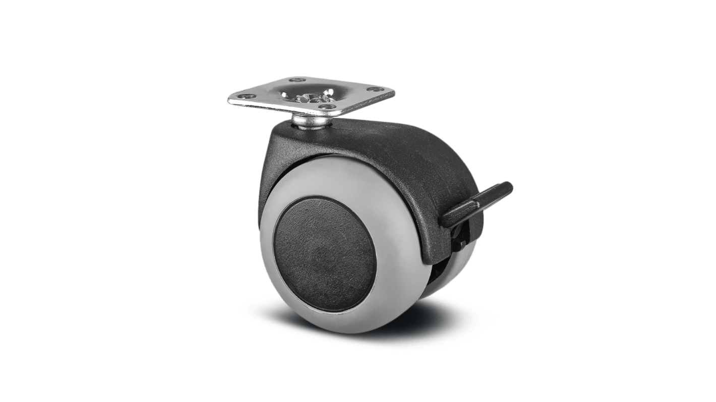 Tente Braked Swivel Castor Wheel, 40kg Capacity, 50mm Wheel