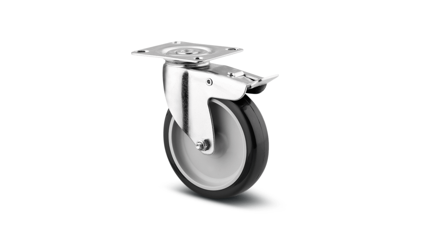 Tente Braked Swivel Castor Wheel, 70kg Capacity, 100mm Wheel