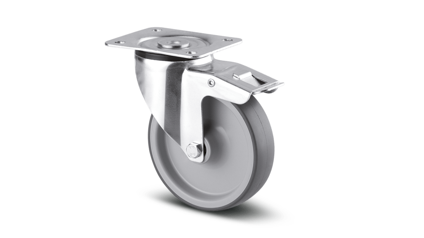 Ruota per carrelli orientabile con freno Tente, Ø 125mm, 100kg