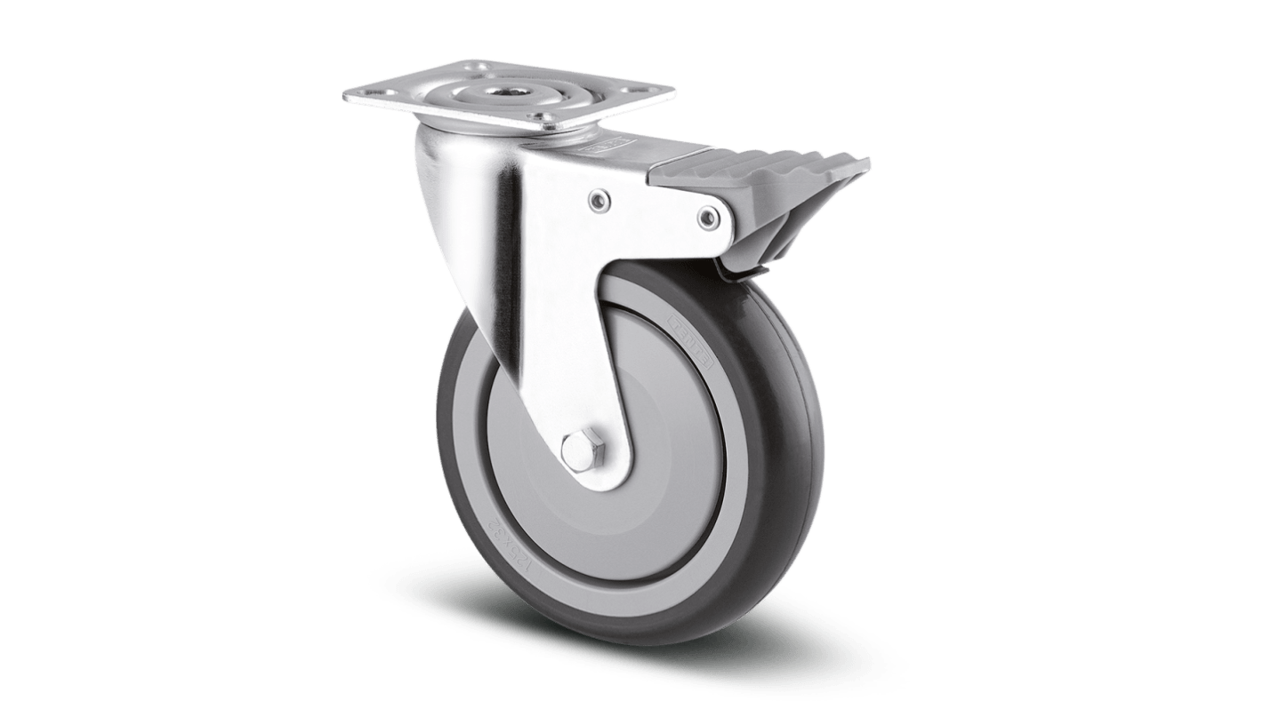 Tente Braked Swivel Castor Wheel, 80kg Capacity, 100mm Wheel