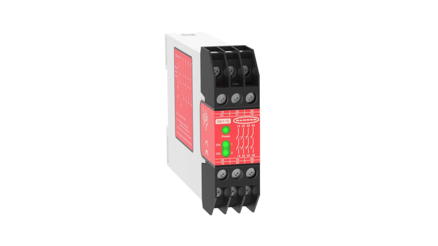 Banner EM-F-7G Safety Relay, 24V dc, 4-Channel, 4 Safety Contacts