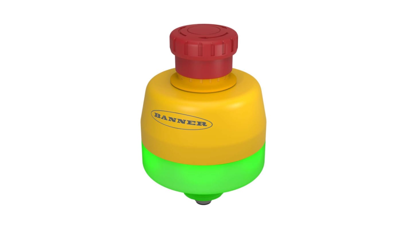 Banner SSA-EB Series Twist Release Illuminated Emergency Stop Push Button, Threaded, 30mm Cutout, DPST, IP65