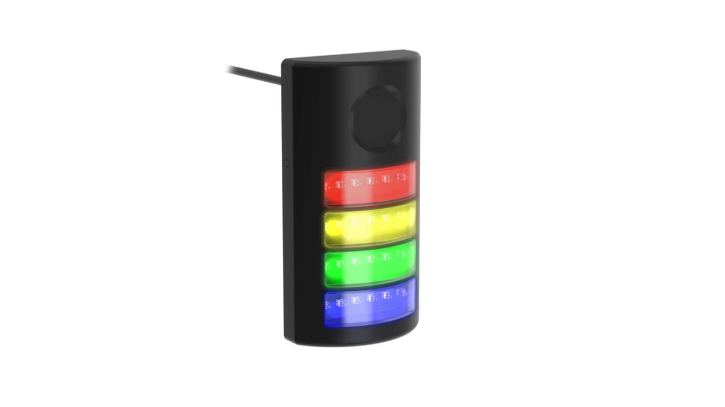 Banner TLF100 Series Blue, Green, Red, Yellow LED Beacon, 4 Lights, 24 V dc, Flush Mount