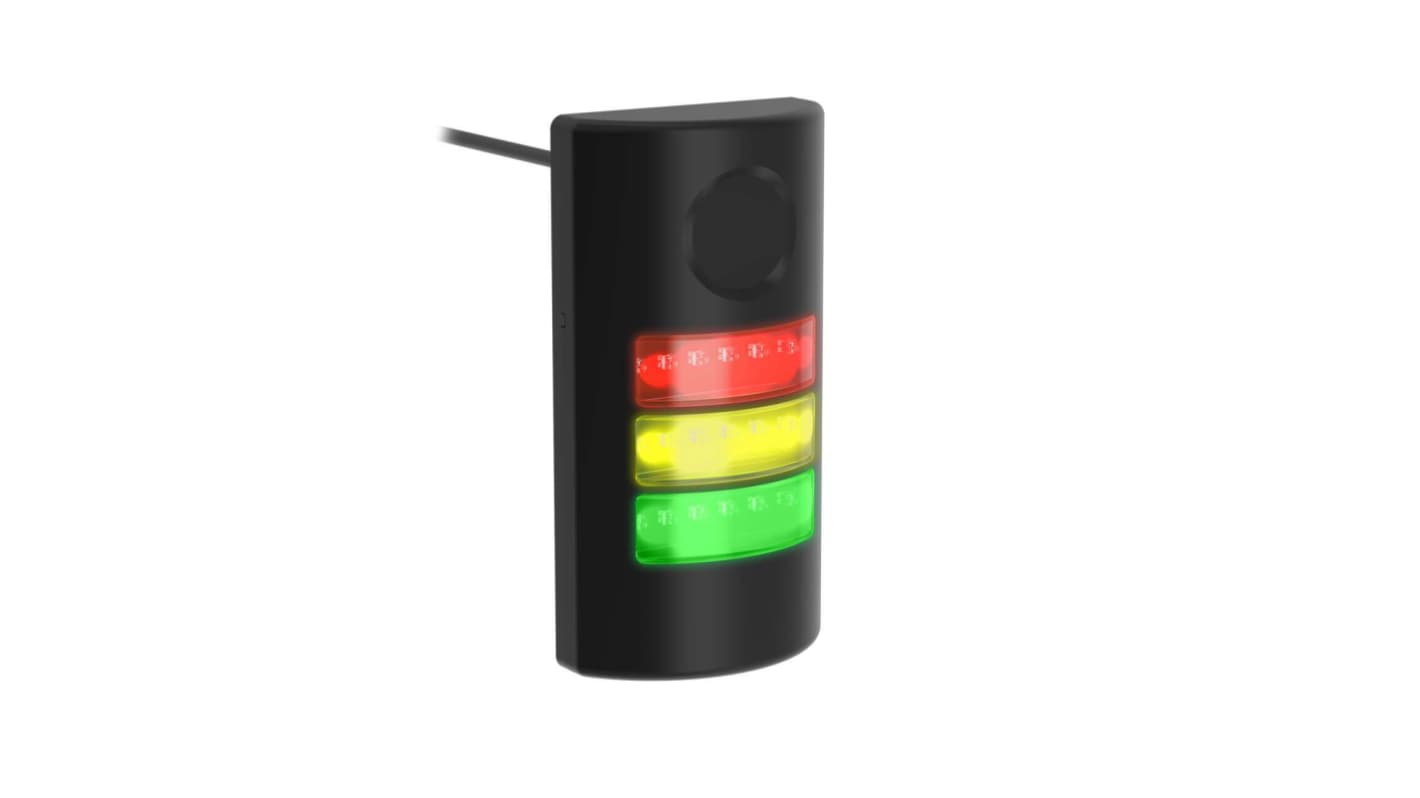 Banner TLF100 Series Green, Red, Yellow LED Beacon, 3 Lights, 24 V dc, Flush Mount