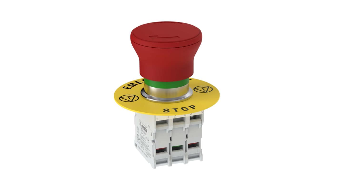 Banner SSA-EBM Series Push to Shut Off, Turn Release Emergency Stop Push Button, Panel Mount, 60mm Cutout, 2 normally